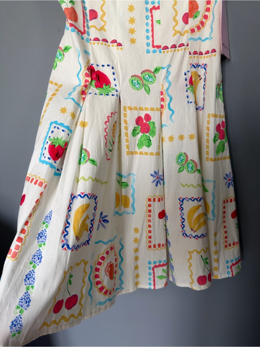Avec Les Filles Cream Sundress with Colorful Fruit & Floral Print - Picture 2 of 6
